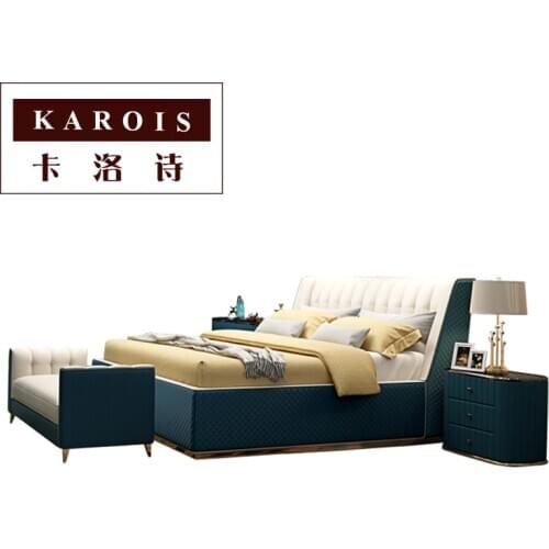 New luxurious modern design bedroom bed furniture leather big bed can be customized storage кровать Двуспальная bedroom set