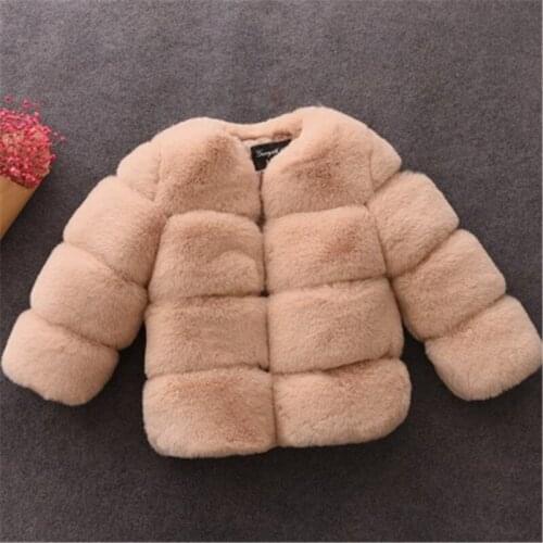 New Kids Winter Girls Faux Fur Coat Children Fashion Warm Outerwear Soft Baby Girls Jacket Thick Clothes Parkas