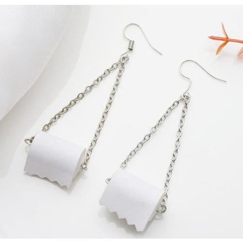 New Funny Creative Toilet Paper Roll Earrings Fashion Accessories Women Dropshopping L9X8