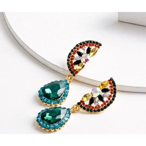 New Fashion Fruit Watermelon Shaped Green Pendant Drop Earrings for Women Geometric Fashion Earrings