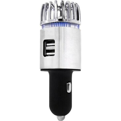 New 2 In 1 Car 2 USB Fresh Air Ionic Purifier Oxygen Bar Ozone Ionizer