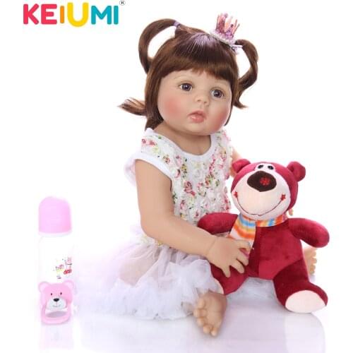 New New Design 23 Inch Silicone Reborn Dolls With Eyes Open KEIUMI Lovely Boneca Reborn Baby Toy For Children Gifts