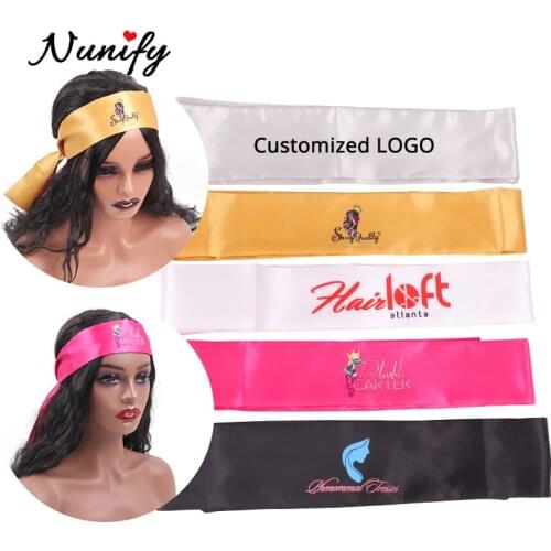 Nunify New Customize Logo Wig Band For Edges Fix Edge Wrap For Wigs Satin Hair Wrap Strip For Edges Silk Headband Belt 6*100Cm