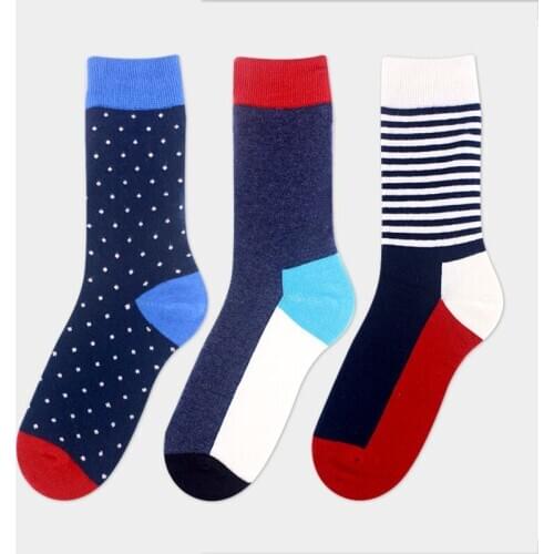 PEONFLY Socks Man Tide Brand Classic Stripe High Canister Male happy funny Socks men cotton