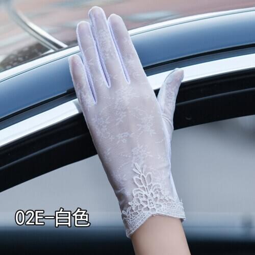 Sunscreen gloves female summer anti-ultraviolet thin section driving touch screen lace ice silk gloves 2d