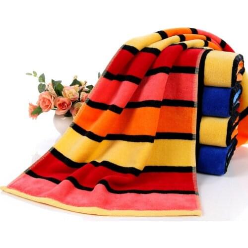 Yarn-Dyed Rainbow Cotton Towel Soft And Comfortable Bathroom Washcloth For Children And Adults 35*73Cm TJ3768
