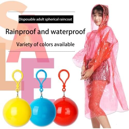 Portable Disposable Raincoat Compressed Spherical Pocket Ball Outdoor Men And Women Adult Travel Drifting Can Hang Rain Poncho