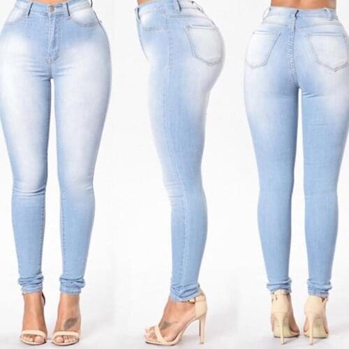 High-Waisted Straight Jeans Fashion Womens High-Waisted Stretch Skinny Jeans Washed Denim Long Pencil Pants