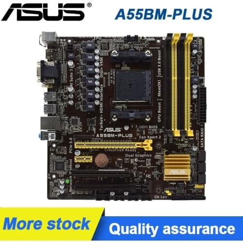 For ASUS A55BM-PLUS Desktop Motherboard Socket FM2+ DDR3 64GB AMD A55 PCI-E 3.0 SATA II USB2.0 Micro ATX Motherboard