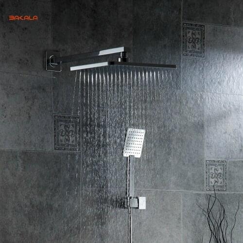 BAKALA andheld Showerheads Hand Shower Bathroom HandHeld Shower Head Partial Bent Square Hand Shower ABS Chrome Finished
