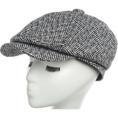 Newsboy cap Black white lattices Octagonal Hat Autumn Winter Unisex outdoor cold proof hats Hats for men Sombreros para hombres