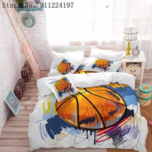 Sports Bedding Set 3D Football Printing 3Pcs Duvet Cover For Boys Kids Home Textile Quilt Cover Single Double Queen King Size