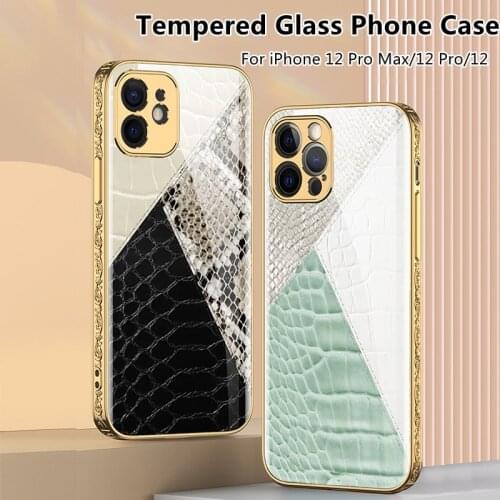 Supreme Tempered Glass Phone Case For iPhone 12 Pro Max Celular Hard Protection Cover Patterned Shell Half-Wrapped Case Gift Hot
