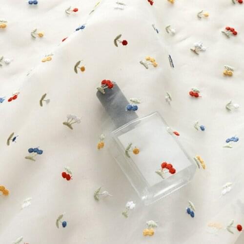 One meter High quality New Organza costura Cherry embroidery fabric custom dress cheongsam tissu