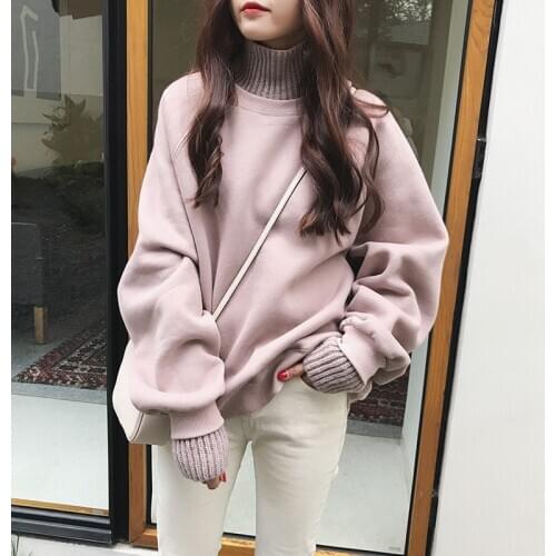 Thick Cotton Fleece Hoodie Sweatshirts women autumn winter pullover Hoody Sweatshirt screw thread cuff Casual warm Hoodies 2020