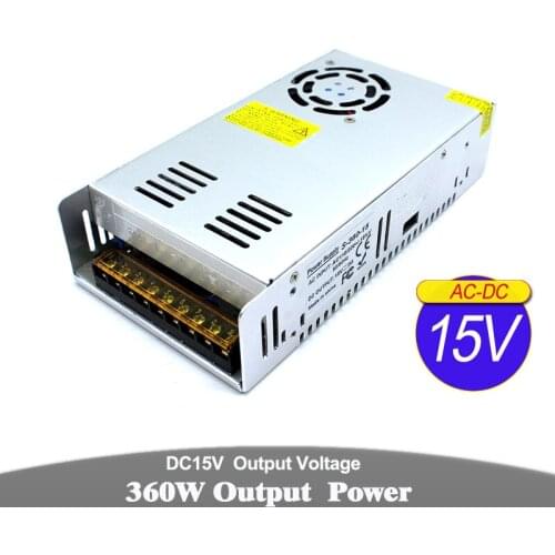 Variable Power Supply DC 15V 24A 360W Transformer 110V 220V AC DC15V SMPS For CCTV Stepper Motor Machinery LED Lighting