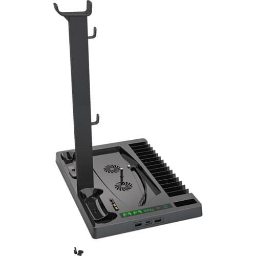 For PS5 Host Universal Multifunctional Cooling Base With Disc Storage Rack Two-seater Charging Earphone Storage Bracket