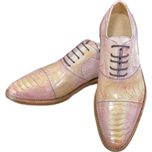 Sipriks Real Ostrich Leg Skin Dress Oxford Shoes Luxury Handmade Goodyear Welted Shoes Grooms Wedding Shoes Gents Suit Shoes 45