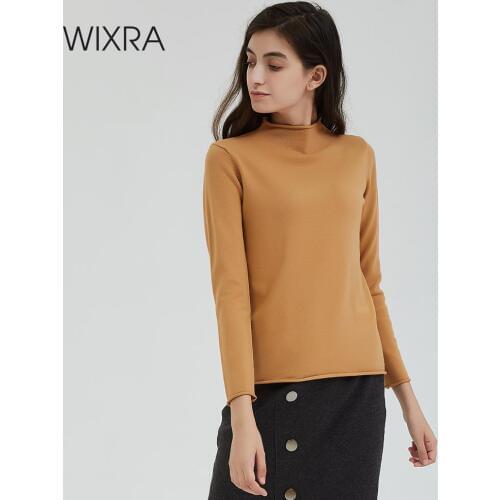 Wixra Women Sweater 2019 Solid Female Turtleneck Soft Warm Ladies Knitted Basic For Daily Pull Jumpers Autumn Spring