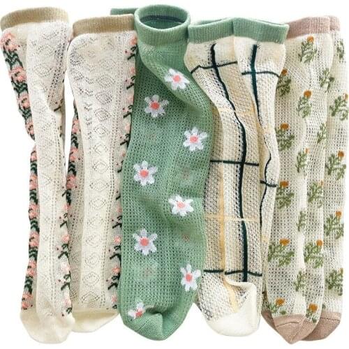 1PCS Girl Lace Socks Thin Mesh Breathable Stockings Korean Flowers Princess High Socks for Girls Baby Girls Socks 1-12Y