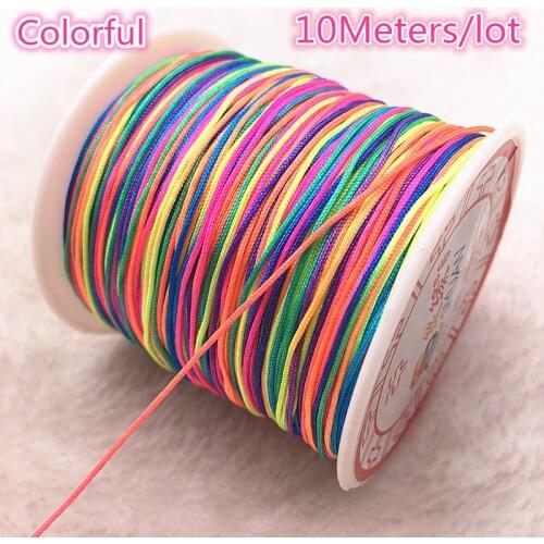 10Meters/lot 0.8/1.0mm Multicolor Nylon Cord Thread Chinese Knot Macrame Cord Bracelet Braided String DIY Tassels Beading Thread