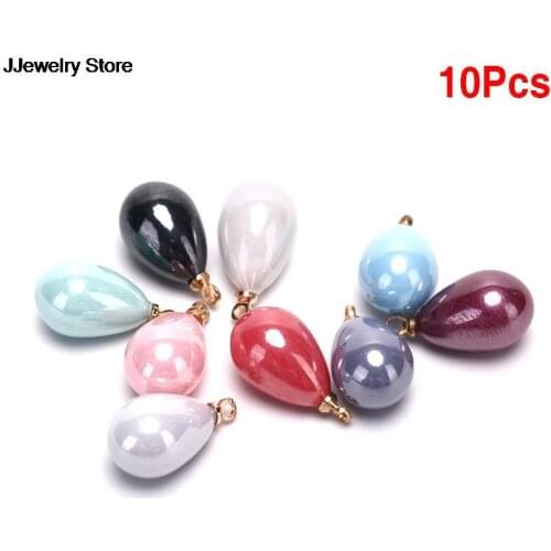 10Pcs/Set Fashion Water Drop Pearl Enamel Pendants Charms For Jewelry Making Diy Tassel Earrings Accessories 0.9cm*2.5cm