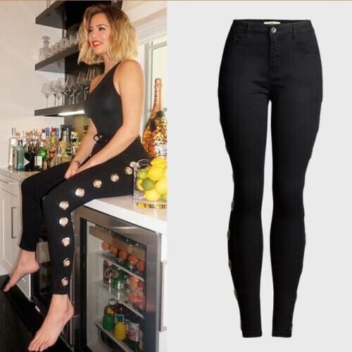 2021 Plus Size Slim Jeans For Women Mid-waist Woman Denim Pencil Pants Stretch Skinny Jeans To Show Thin Feet Side Corns