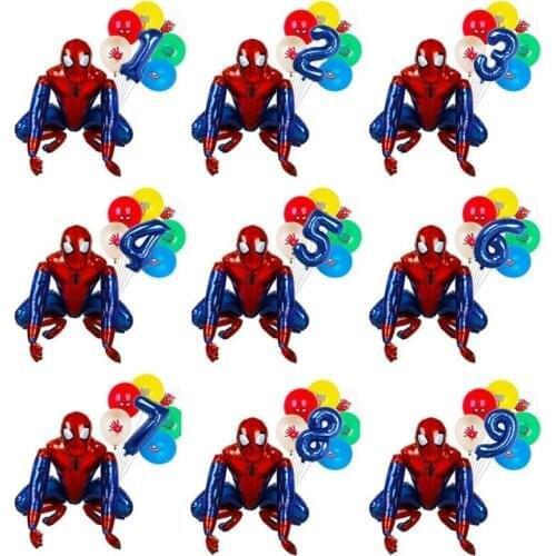 1set 3D Spiderman Iron Man Hero Aluminum Foil Balloons Kids Birthday Party Decoration Baby Shower Supplies Globos