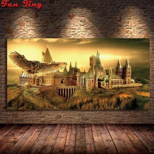 5D Diamond Embroidery Harrys Hogwarts Owl Painting Picture Full Square/Round Rhinestone Cross Stitch Mosaic Kit Home Decoration