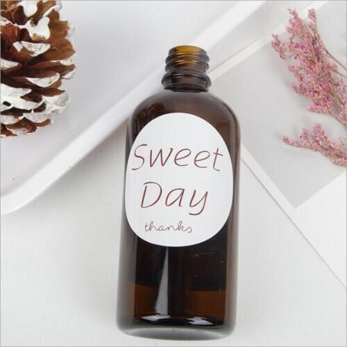 60pcs/lot Creative Thanks Enjoy Label Sealing For Box Gift Cup Sweet Sticker Labels White Paper Scrapbooking Stickers