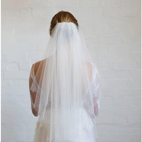 White Simple Wedding Veils Edage for Bride High Quality Soft Tulle Bridal Veil with Crystal Short Layered Bridal Vail