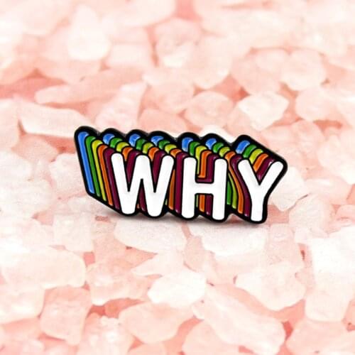 Character personality stereo brooch "WHY" means full of doubts about the world and remember to remain curious forever