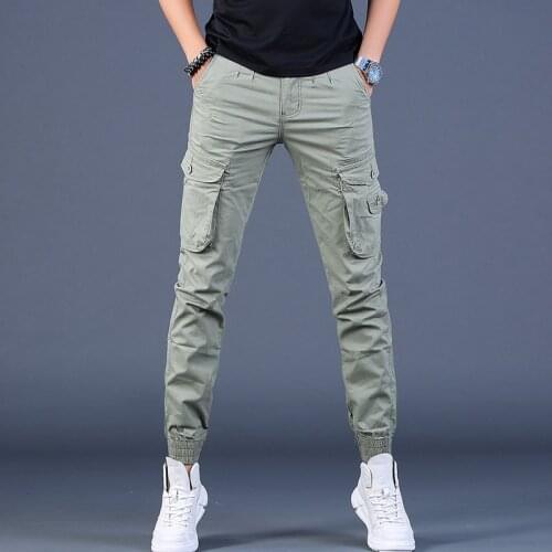Cargo Pants 2021 New Tactical Many Pockets Cotton Light Green Pencil Trousers