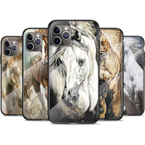 Tempered Glass Cover Running Beauty Horse For Apple iPhone 12 11 8 7 6 6S XS XR SE X 2020 Pro Max Mini Plus Phone Case