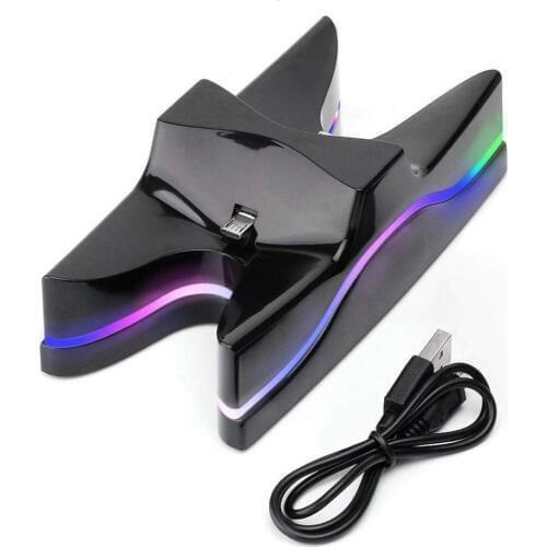 PS4 Controller Colorful LED Charger Stand DC 5V Dual Controllers Charger Stand Fast Charging Dock Station for PS4 Controller