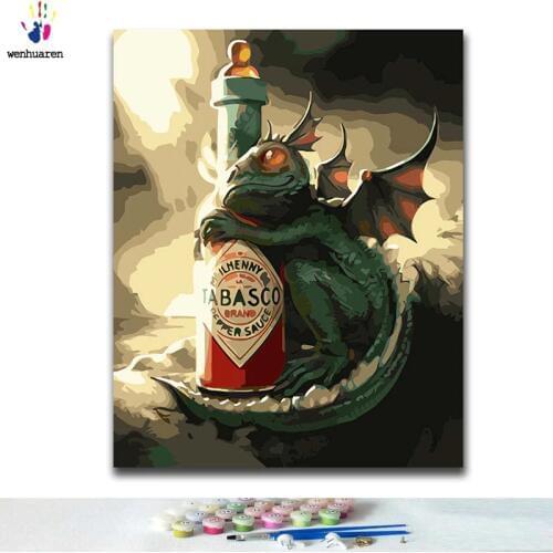 DIY Coloring paint by numbers Dragon in anime paintings by numbers with kits 40x50 framed