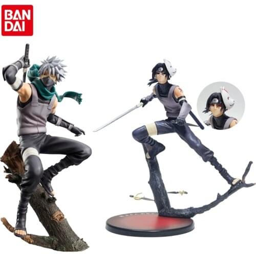 24CM Naruto Hatake Kakashi Anime figurine Dark part Uchiha Itachi PVC Action Figure Model Collectible Toy Doll