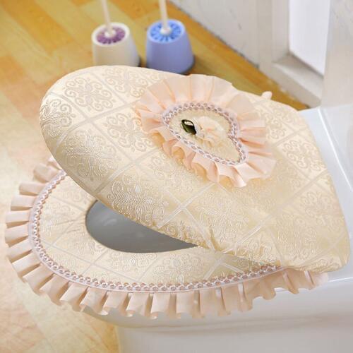 Fyjafon Toilet Seat Cover Bathroom Decorative Toilet Bowl Cover European-style Seat Cover Luxury Blue Yellow Pink