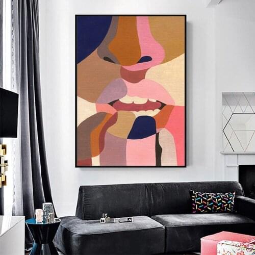 GOODECOR Abstract Face Wall Art Modern Oil Canvas Prints Painting Fashion Pop Wall Painting on Canvas for Living Room Decor