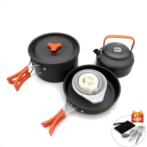Camping Ultra-light Aluminum Alloy Cookware Utensils Outdoor Cooking Teapot Picnic Tableware Kettle Pot Water Kettle Frying Pan