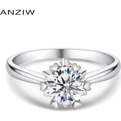 Heart Claws 6.5mm Round Cut Moissanite Diamond Flower Rings 925 Sterling Silver Women Engagement Wedding Moissanite Rings