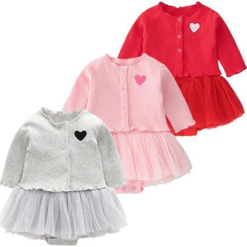 Newborn Baby Clothes Sets Infant Girl Halloween Costume 3-12m Baby Pink Dress+jacket Girls Present Sets Cotton Princess Dress