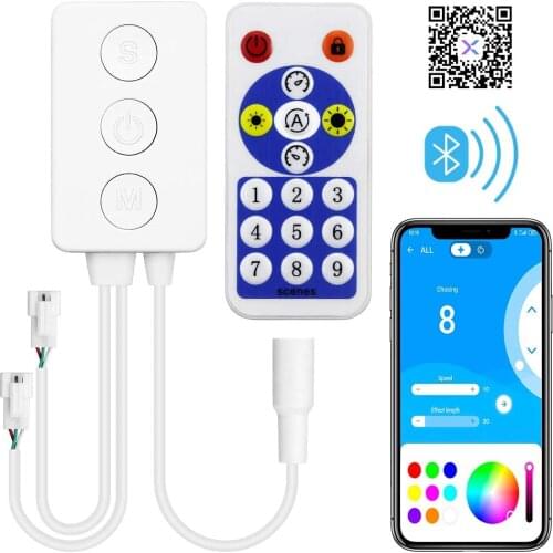 SP601E WS2812B WS2811 Music Controller Built In Mic Dual Signal Addressable Pixels LED RGB Strip Light IOS/Android App DC5V-24V