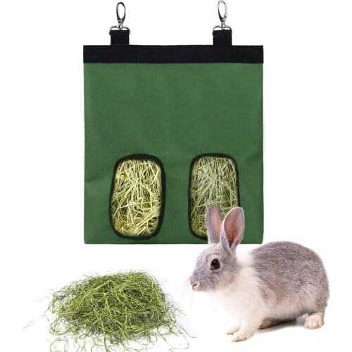 Pet Hay Feeding Bag Oxford Cloth Feeder with Hooks 2/4 Windows Feeding Supplies for Small Animals