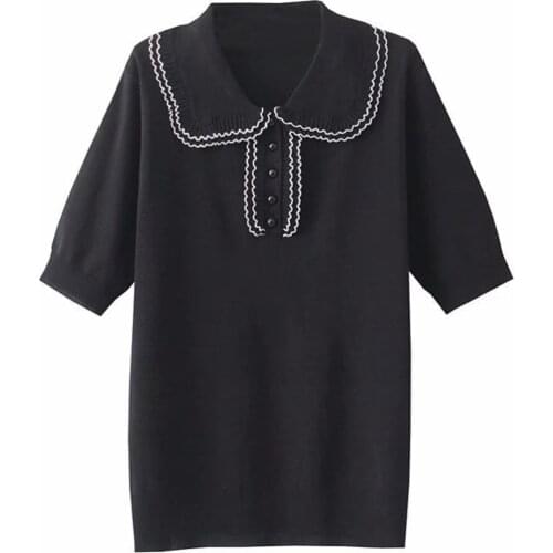 Summer T-Shirt Women Clothes Tees 2021 Casual Plus Size Tops Temperament Ice Kintted Short Sleeve Chic Camiseta Mujer