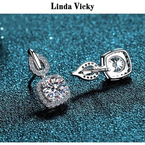 LINDA VICKY 0.8ct VVS Jewel Stud Earrings 925 Sterling silver High quality Wedding Jewelry 100% Moissanite Women Gift 2021 New