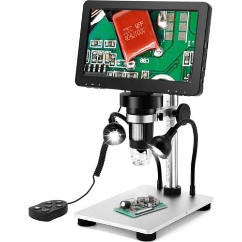 7 Inch Rotatable Screen 1200XHD USB Microscope with Wired Remote 1200X Magnification Handheld Microscope with Video Recorder