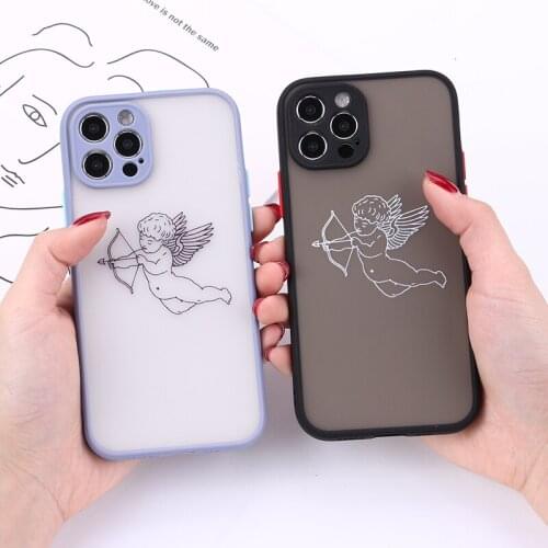 Cute Spoof Angle Cartoon Matte Phone Case For iPhone 11 Pro 7 7Plus 6 6S 12 8 8PLUS X XS Max Camera Protection Back Cover