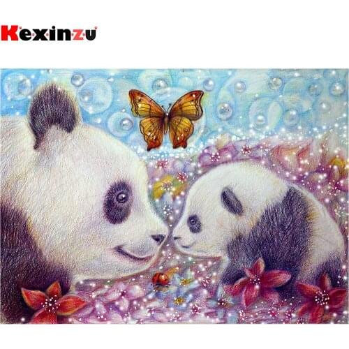 KEXINZU 5D Diamond Painting Kit Full Drill Arts Craft for Home Wall Decor 30x40cm Child and Mother Panda