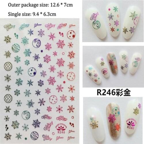 Christmas Nail Sticker Colorful Gold White Snowflake Hot Gold Sticker DIY Stationery Decor Scrapbook Office School Supplies